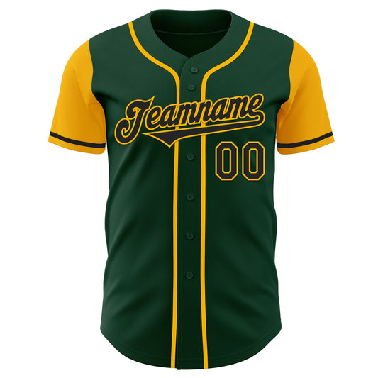 Custom Green Black-Gold Authentic Two Tone Baseball Jersey - Sky-Custom