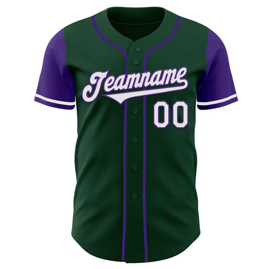 Custom Green White-Purple Authentic Two Tone Baseball Jersey - Sky-Custom