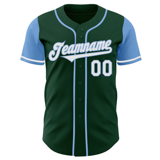Custom Green White-Light Blue Authentic Two Tone Baseball Jersey - Sky-Custom