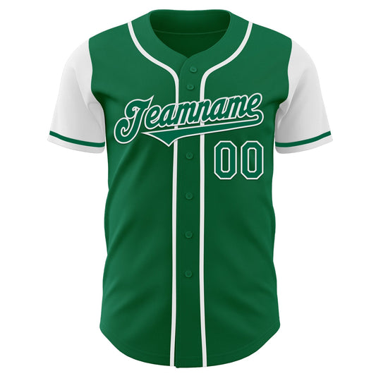 Custom Kelly Green White Authentic Two Tone Baseball Jersey - Sky-Custom