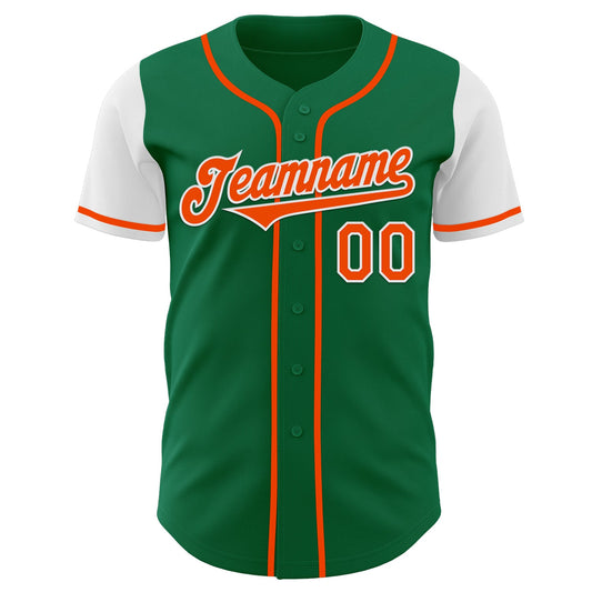 Custom Kelly Green Orange-White Authentic Two Tone Baseball Jersey - Sky-Custom