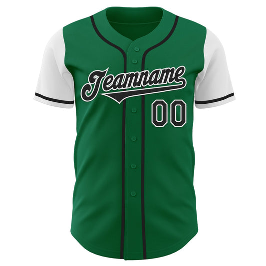 Custom Kelly Green Black-White Authentic Two Tone Baseball Jersey - Sky-Custom
