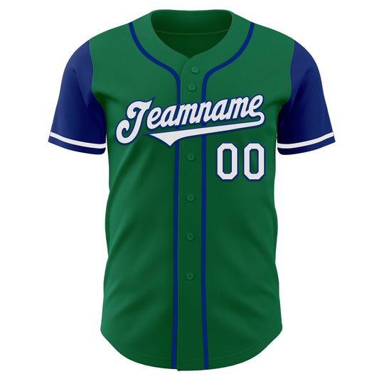 Custom Kelly Green White-Royal Authentic Two Tone Baseball Jersey - Sky-Custom
