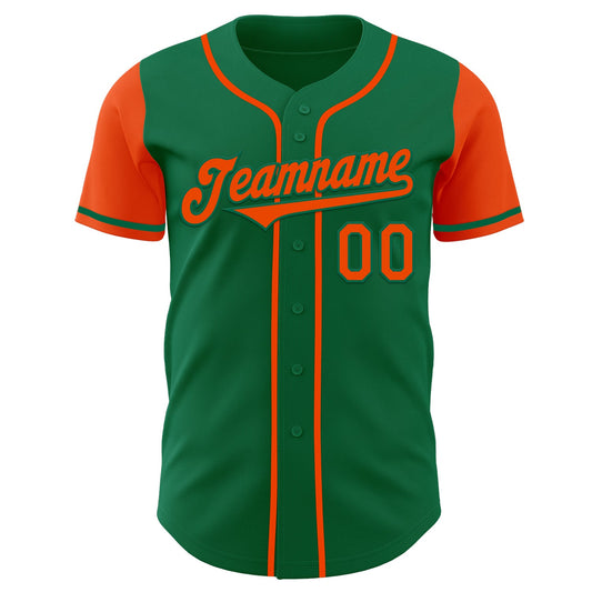 Custom Kelly Green Orange Authentic Two Tone Baseball Jersey - Sky-Custom