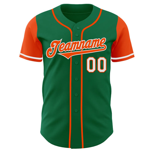 Custom Kelly Green Orange-White Authentic Two Tone Baseball Jersey - Sky-Custom