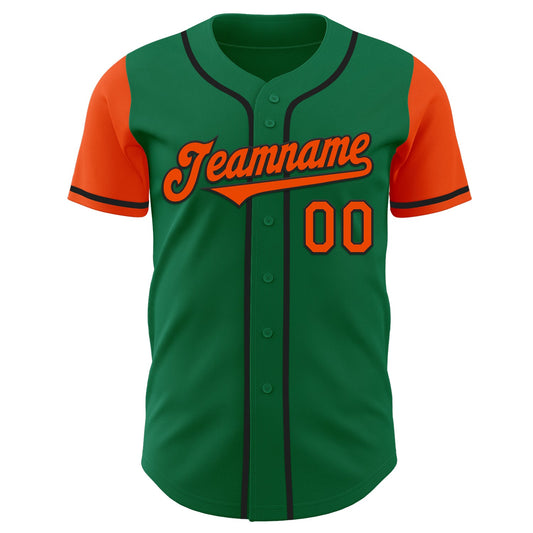 Custom Kelly Green Orange-Black Authentic Two Tone Baseball Jersey - Sky-Custom