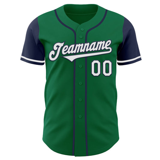 Custom Kelly Green White-Navy Authentic Two Tone Baseball Jersey - Sky-Custom