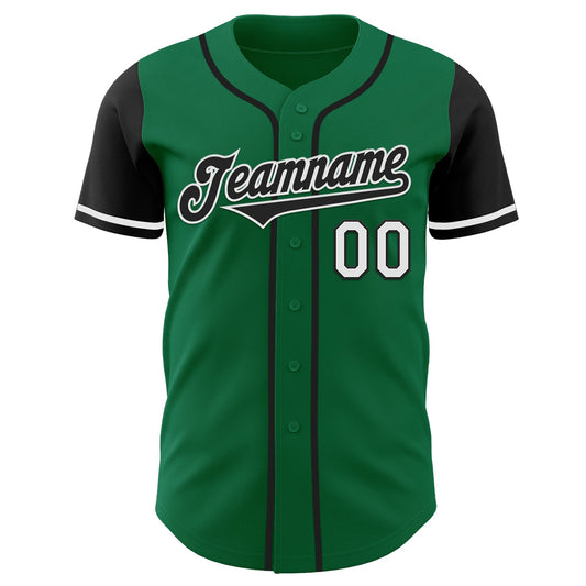 Custom Kelly Green Black-White Authentic Two Tone Baseball Jersey - Sky-Custom