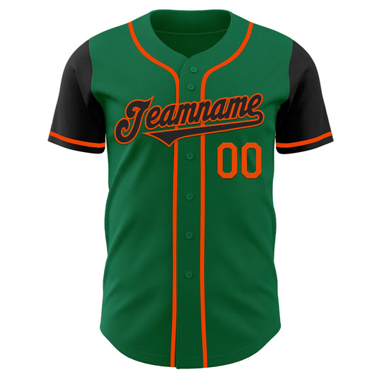 Custom Kelly Green Black-Orange Authentic Two Tone Baseball Jersey - Sky-Custom