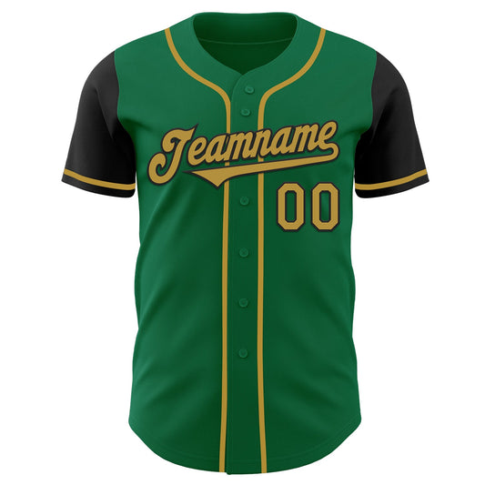 Custom Kelly Green Old Gold-Black Authentic Two Tone Baseball Jersey - Sky-Custom