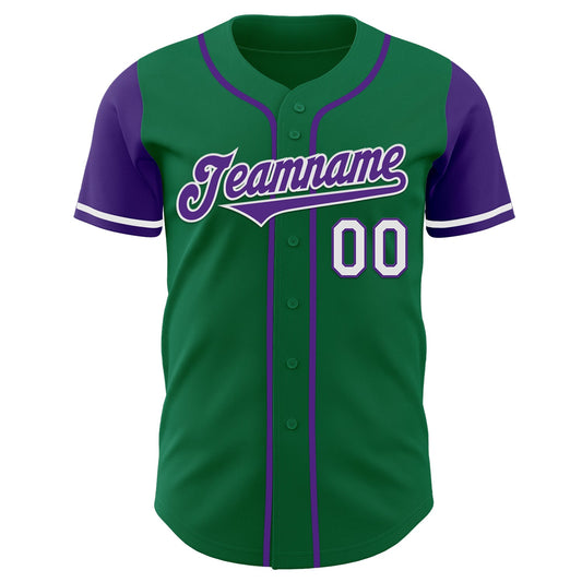 Custom Kelly Green Purple-White Authentic Two Tone Baseball Jersey - Sky-Custom