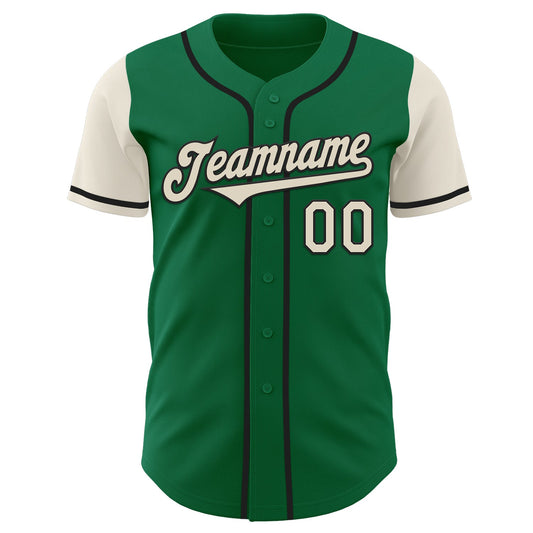Custom Kelly Green Cream-Black Authentic Two Tone Baseball Jersey - Sky-Custom
