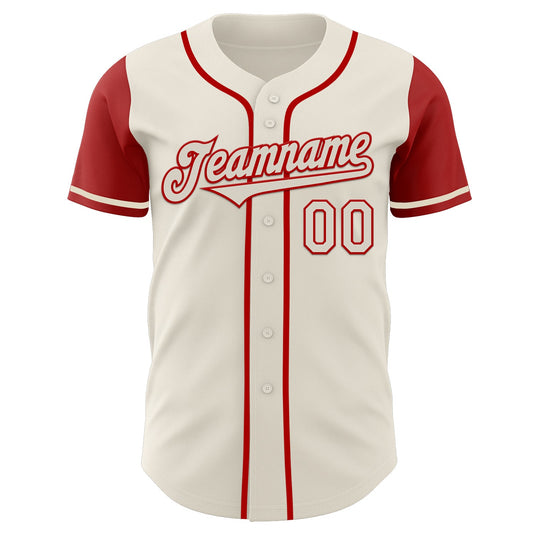 Custom Cream Red Authentic Two Tone Baseball Jersey - Sky-Custom