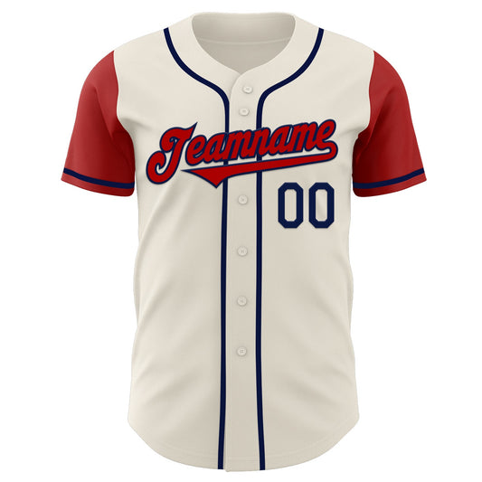 Custom Cream Red-Navy Authentic Two Tone Baseball Jersey - Sky-Custom