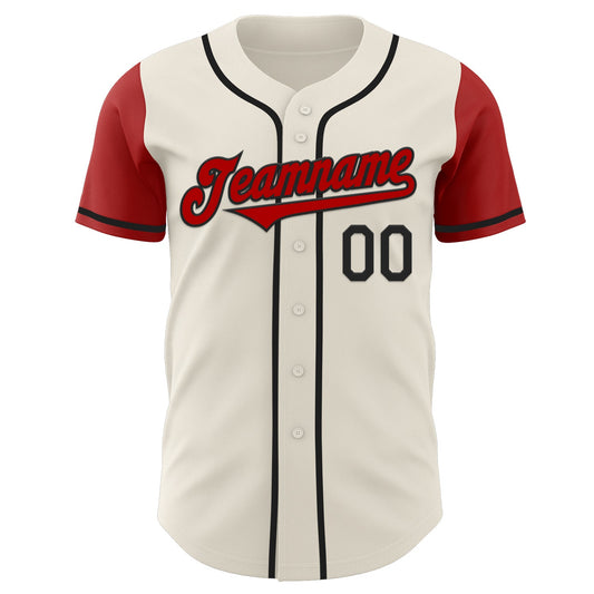 Custom Cream Red-Black Authentic Two Tone Baseball Jersey - Sky-Custom