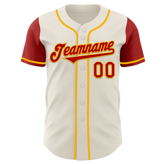 Custom Cream Red-Gold Authentic Two Tone Baseball Jersey - Sky-Custom