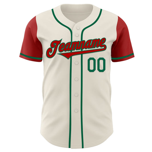 Custom Cream Red-Kelly Green Authentic Two Tone Baseball Jersey - Sky-Custom