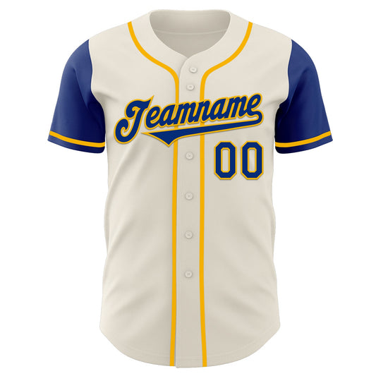 Custom Cream Royal-Gold Authentic Two Tone Baseball Jersey - Sky-Custom