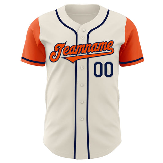 Custom Cream Orange-Navy Authentic Two Tone Baseball Jersey - Sky-Custom