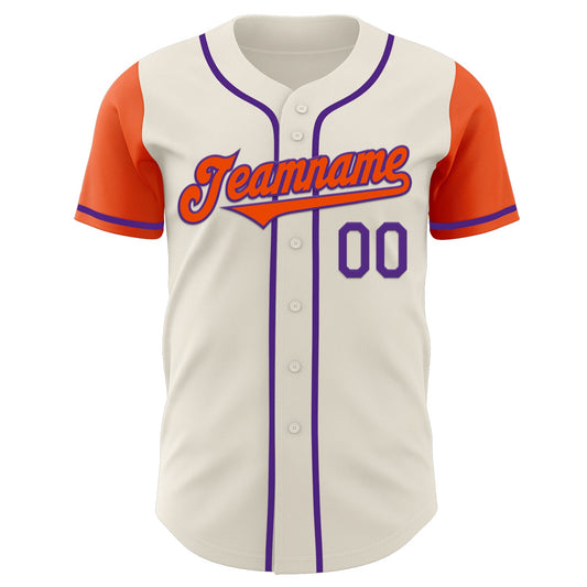 Custom Cream Orange-Purple Authentic Two Tone Baseball Jersey - Sky-Custom