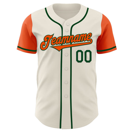 Custom Cream Orange-Green Authentic Two Tone Baseball Jersey - Sky-Custom