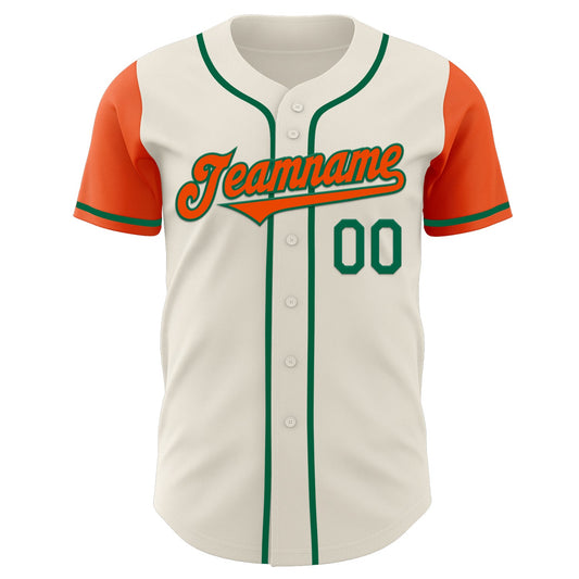 Custom Cream Orange-Kelly Green Authentic Two Tone Baseball Jersey - Sky-Custom