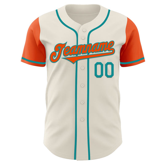 Custom Cream Orange-Teal Authentic Two Tone Baseball Jersey - Sky-Custom