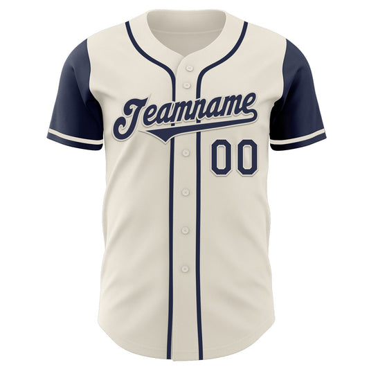 Custom Cream Navy Authentic Two Tone Baseball Jersey - Sky-Custom