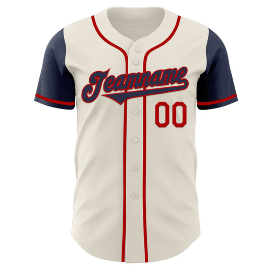 Custom Cream Navy-Red Authentic Two Tone Baseball Jersey - Sky-Custom