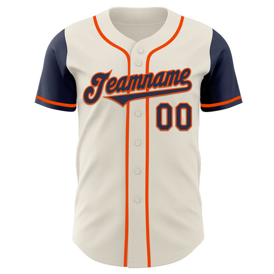 Custom Cream Navy-Orange Authentic Two Tone Baseball Jersey - Sky-Custom