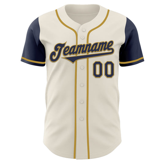 Custom Cream Navy-Old Gold Authentic Two Tone Baseball Jersey - Sky-Custom
