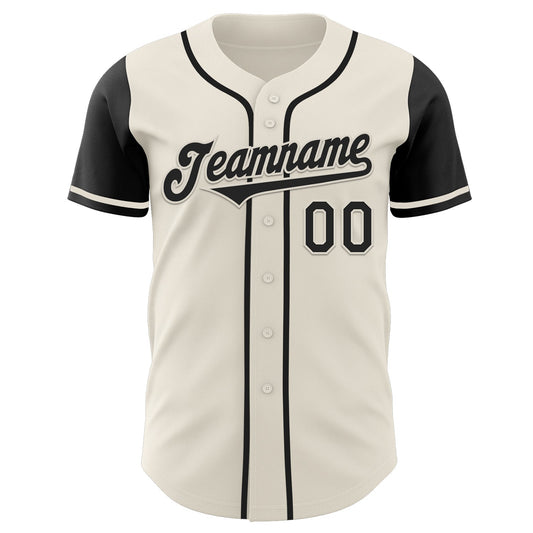 Custom Cream Black Authentic Two Tone Baseball Jersey - Sky-Custom