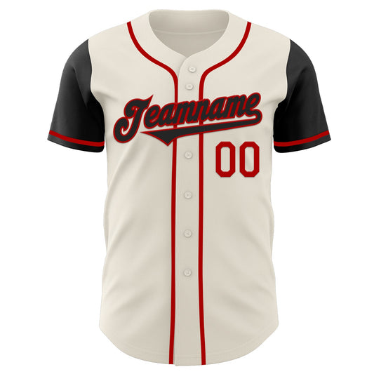 Custom Cream Black-Red Authentic Two Tone Baseball Jersey - Sky-Custom