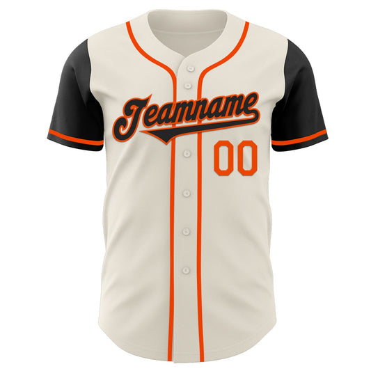 Custom Cream Black-Orange Authentic Two Tone Baseball Jersey - Sky-Custom