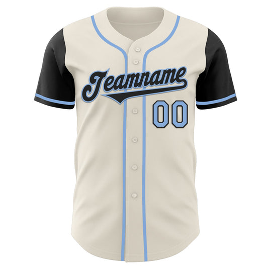 Custom Cream Black-Light Blue Authentic Two Tone Baseball Jersey - Sky-Custom