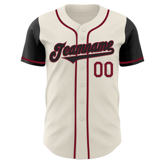 Custom Cream Black-Crimson Authentic Two Tone Baseball Jersey - Sky-Custom