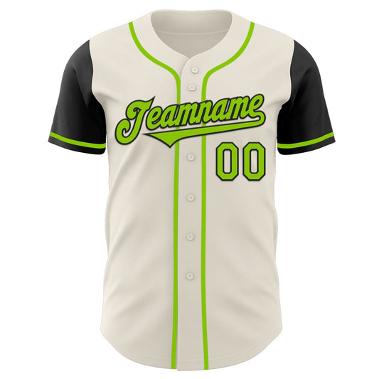 Custom Cream Neon Green-Black Authentic Two Tone Baseball Jersey - Sky-Custom