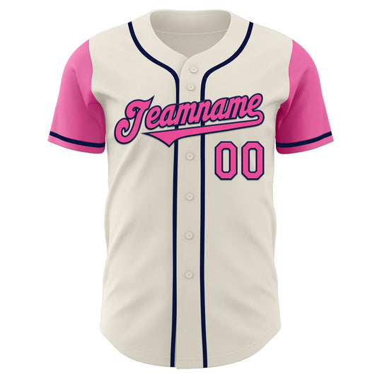 Custom Cream Pink-Navy Authentic Two Tone Baseball Jersey - Sky-Custom