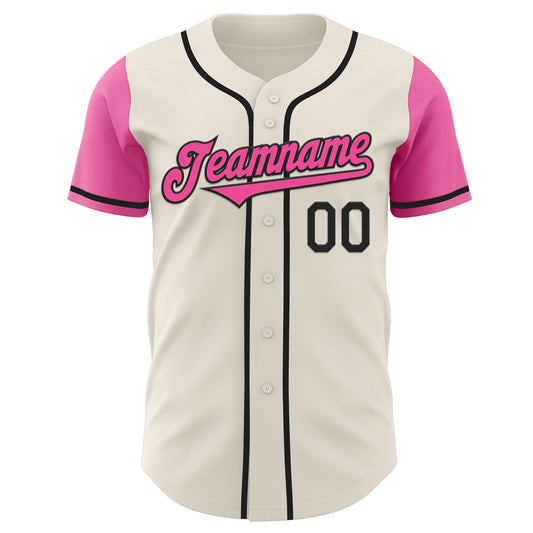 Custom Cream Pink-Black Authentic Two Tone Baseball Jersey - Sky-Custom