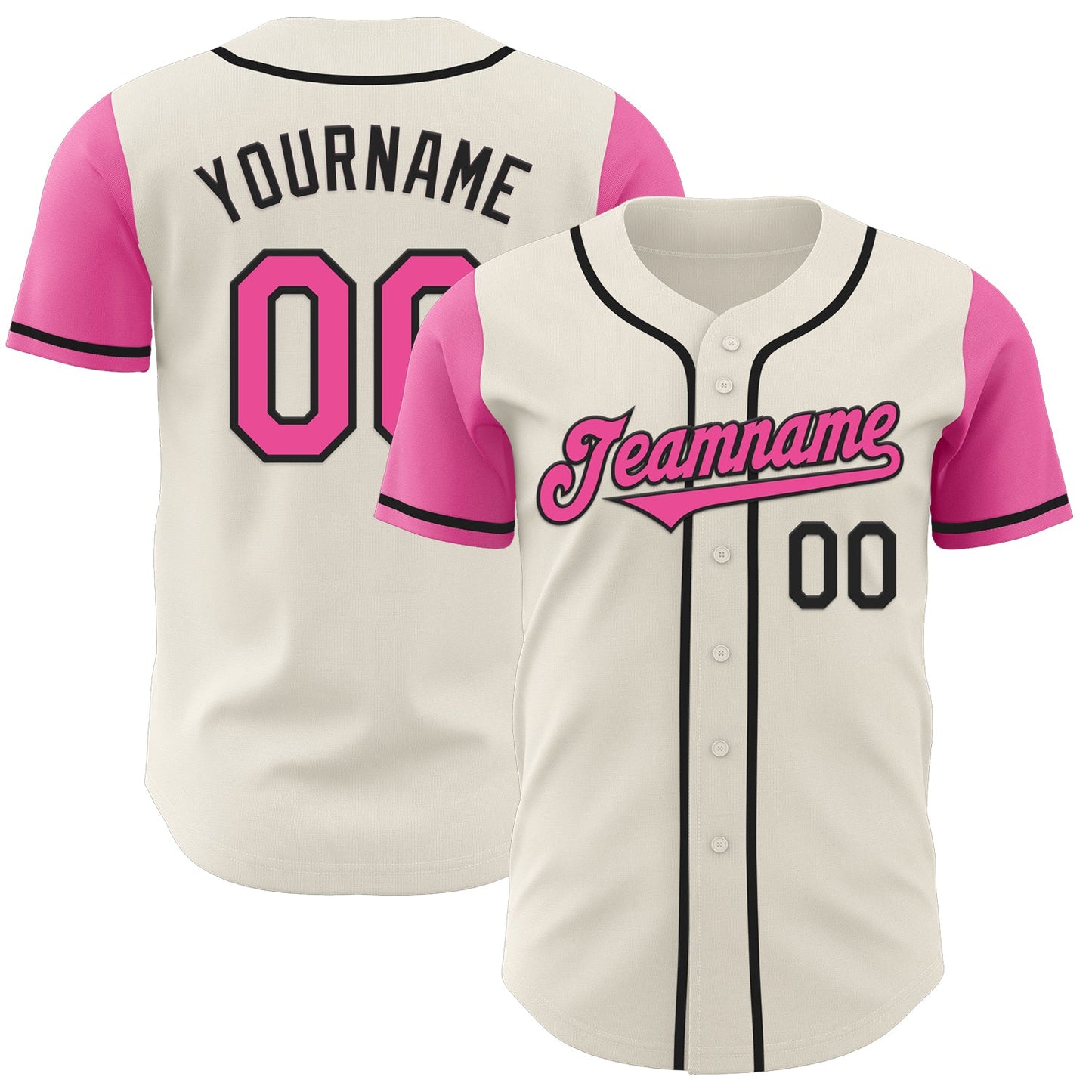 Custom Cream Pink-Black Authentic Two Tone Baseball Jersey - Sky-Custom