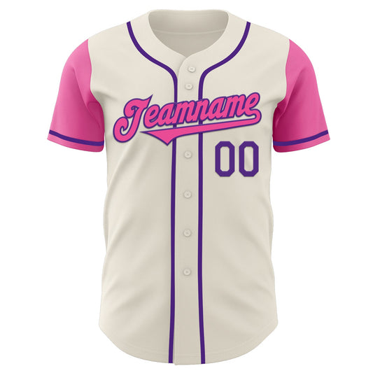 Custom Cream Pink-Purple Authentic Two Tone Baseball Jersey - Sky-Custom