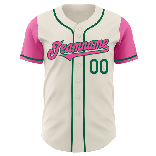 Custom Cream Pink-Kelly Green Authentic Two Tone Baseball Jersey - Sky-Custom