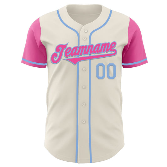 Custom Cream Pink-Light Blue Authentic Two Tone Baseball Jersey - Sky-Custom
