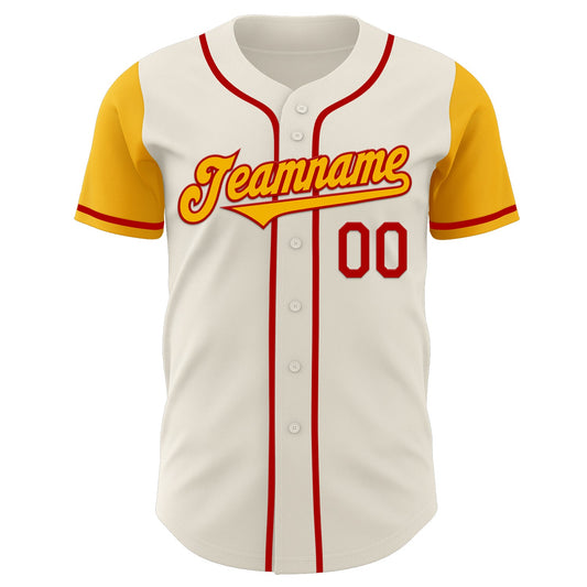 Custom Cream Gold-Red Authentic Two Tone Baseball Jersey - Sky-Custom