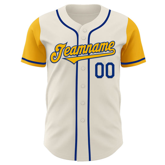 Custom Cream Gold-Royal Authentic Two Tone Baseball Jersey - Sky-Custom