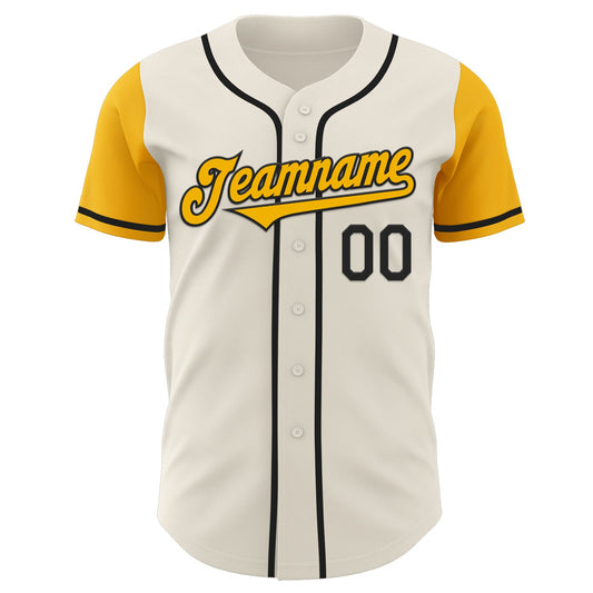 Custom Cream Gold-Black Authentic Two Tone Baseball Jersey - Sky-Custom