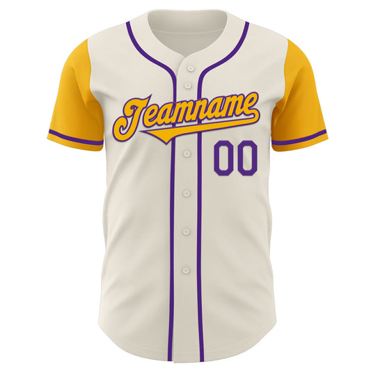 Custom Cream Gold-Purple Authentic Two Tone Baseball Jersey - Sky-Custom