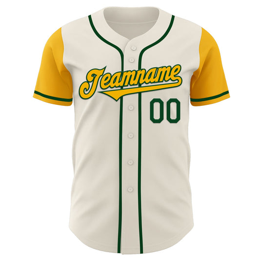 Custom Cream Gold-Green Authentic Two Tone Baseball Jersey - Sky-Custom
