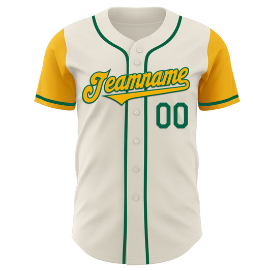 Custom Cream Gold-Kelly Green Authentic Two Tone Baseball Jersey - Sky-Custom