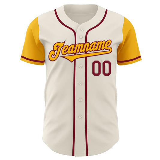 Custom Cream Gold-Crimson Authentic Two Tone Baseball Jersey - Sky-Custom
